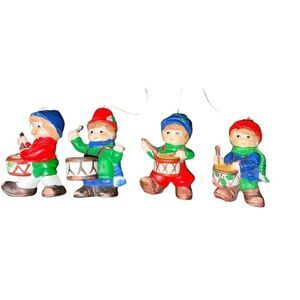 4 Drummer Boys Porcelain Christmas Figurines Ornaments